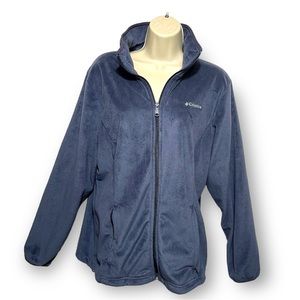Women's Columbia Zip Up Fleece Jacket-Navy-XL-EXCELLENT Condition